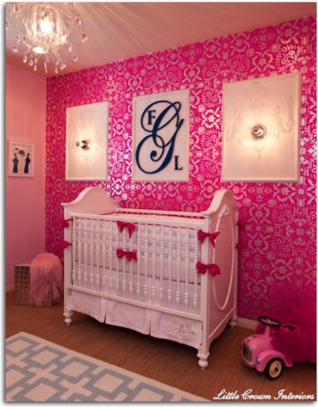 Beautiful Pink Vintage wall for a baby girl's nurs...