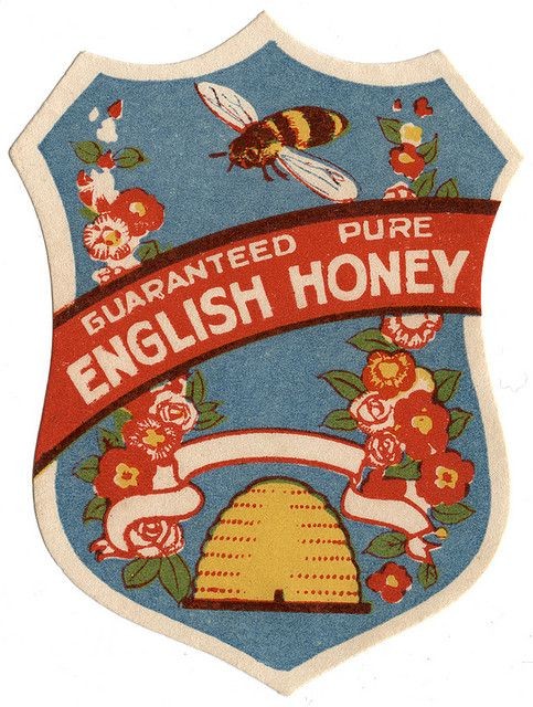 Vintage English Honey Label. Hive beekeeping was i...