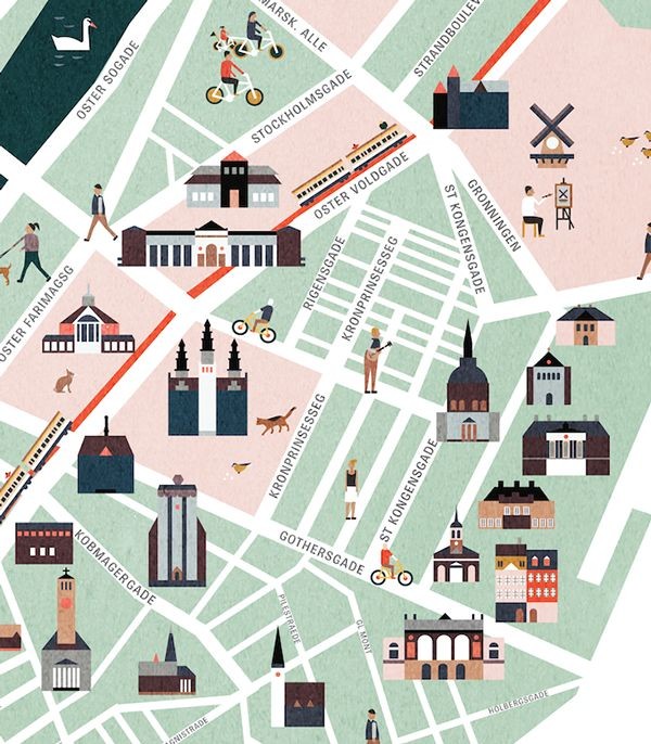Copenhagen map illustration on Behance. by Saskia...