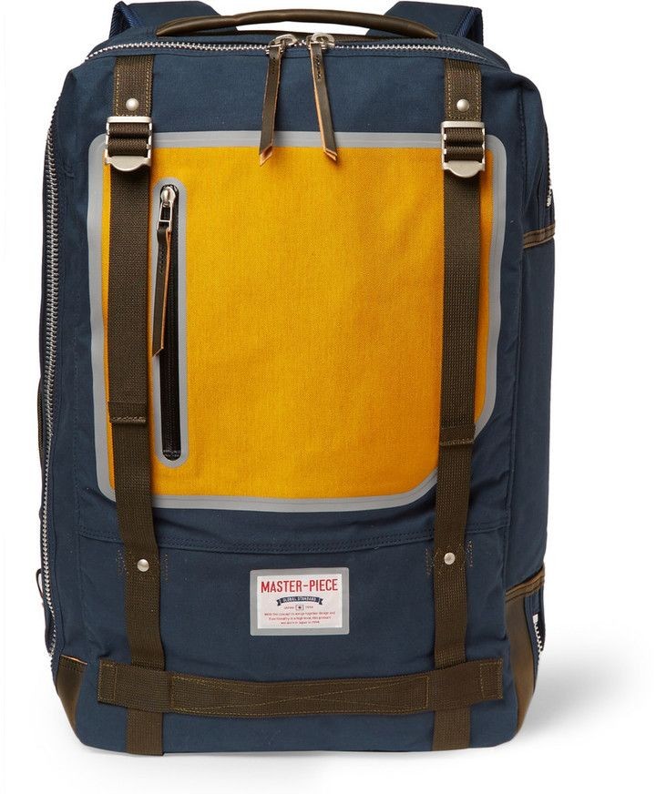 Master-Piece Area Leather-Trimmed Canvas Backpack