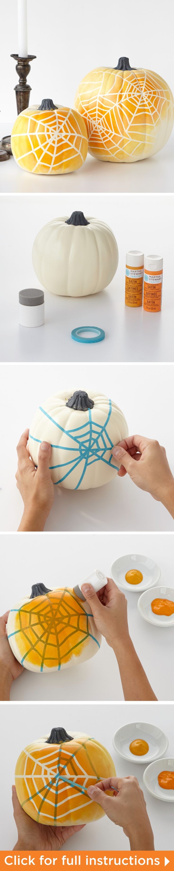 How to make the Ombre Spiderweb Pumpkins from Mart...