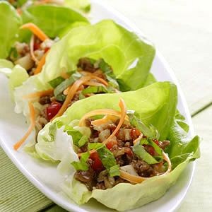 Turkey and spice lettuce wraps; a healthy alternat...