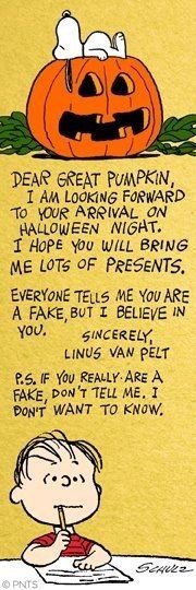 Linus' annual letter to the Great Pumpkin. ~&#4326...
