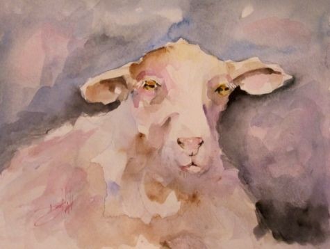 Irish Sheep No.4, painting by artist Delilah Smith