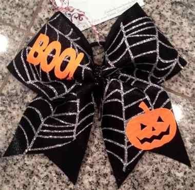 BOO! Jack-O-Lantern Spiderweb Halloween Cheer Bow