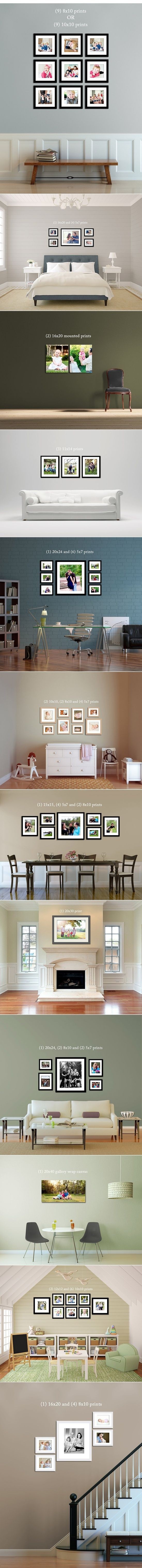 Great picture arrangement ideas. Fun wall color in...