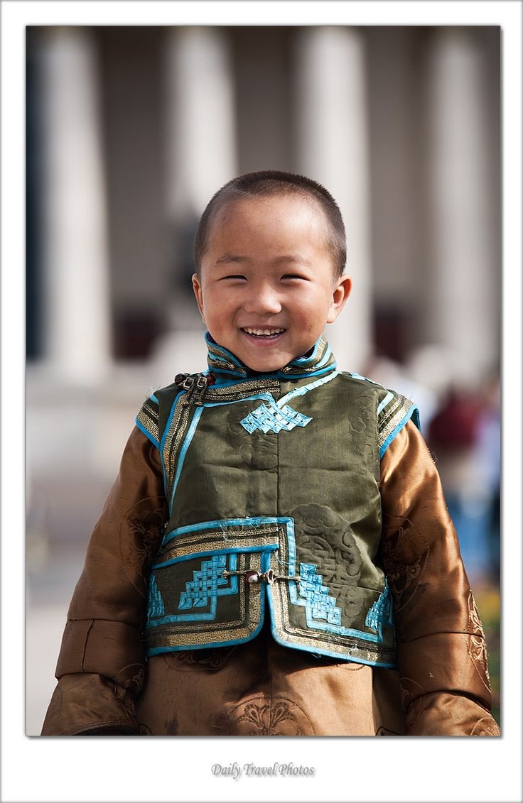Young Mongolian boy in a traditional vest - Ulaan...
