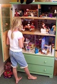 Turn a dresser or armoire into a gigantic doll hou...