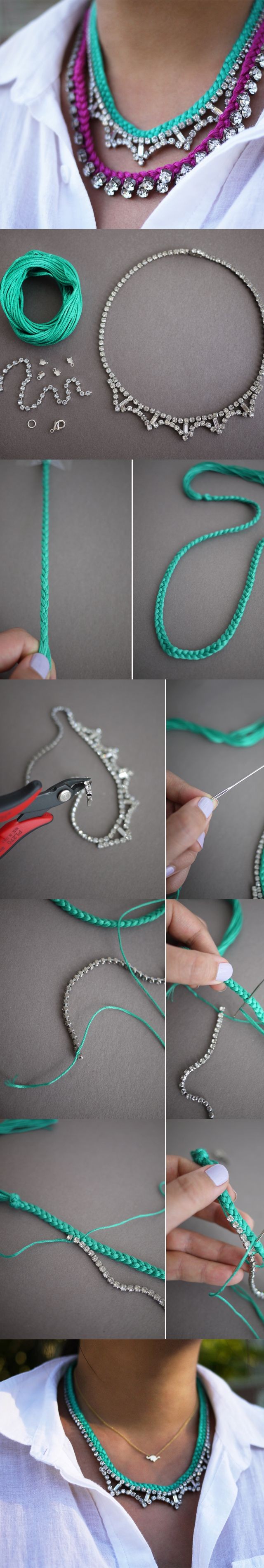 DIY Braided Rhinestone Necklace, DIY! The Most Bea...