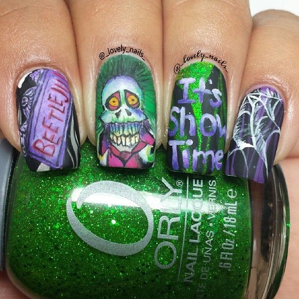 beetlejuice halloween by _lovely_nails_  #nail #na...