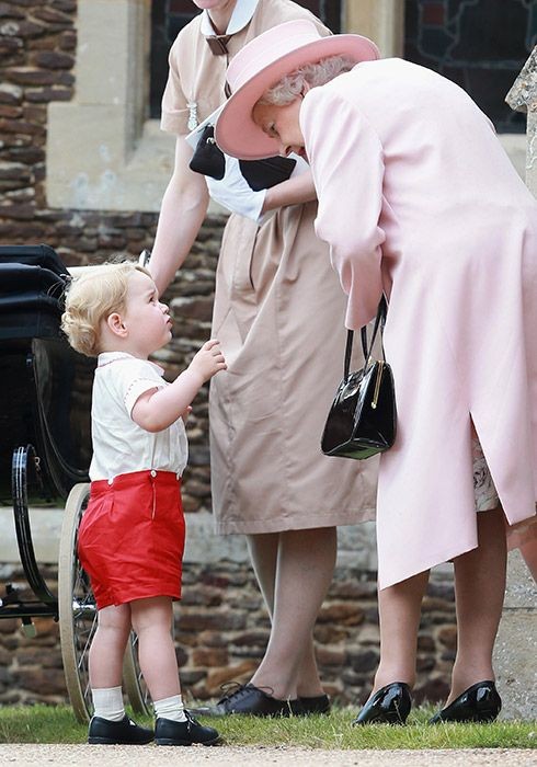 Prince George chatting with Great Grandma, Queen E...