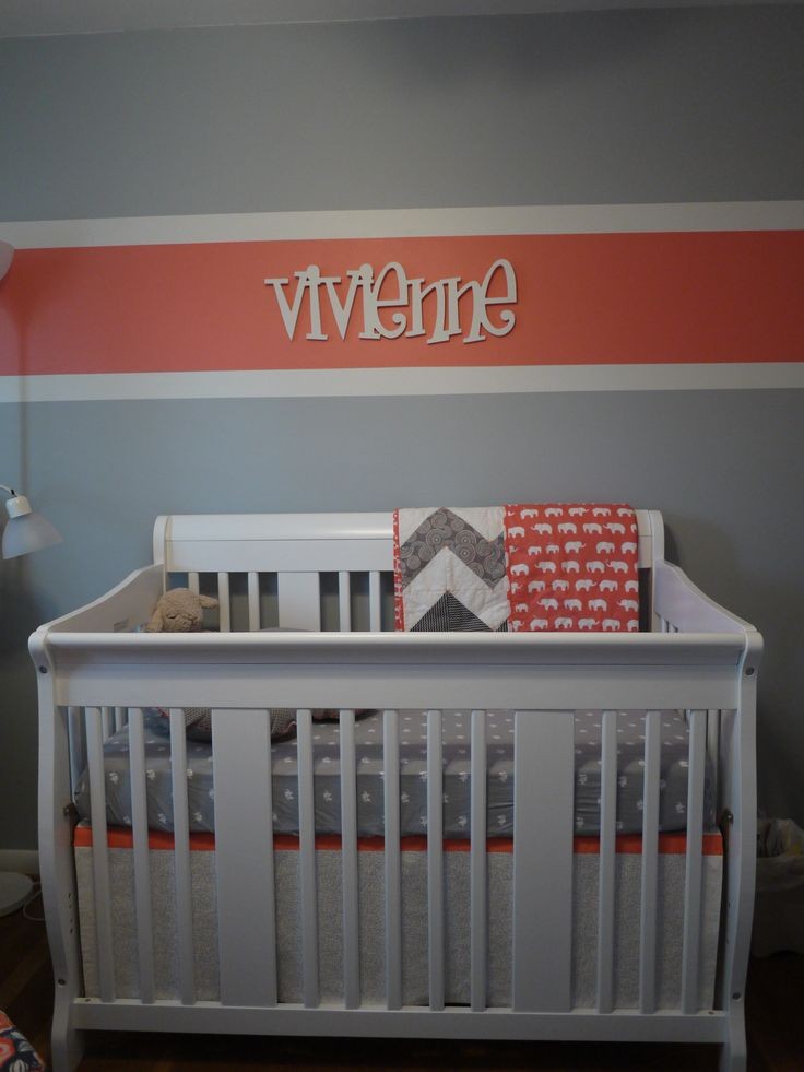 Vivienne’s Coral and Gray Nursery = blankets...