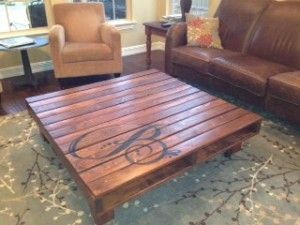 monogrammed pallet table(I looked for the first pi...