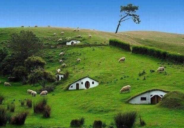Hobbit Village on private farm land near Matamata,...