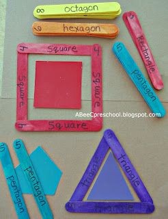 Shapes popsicle sticks - match the colors  and num...
