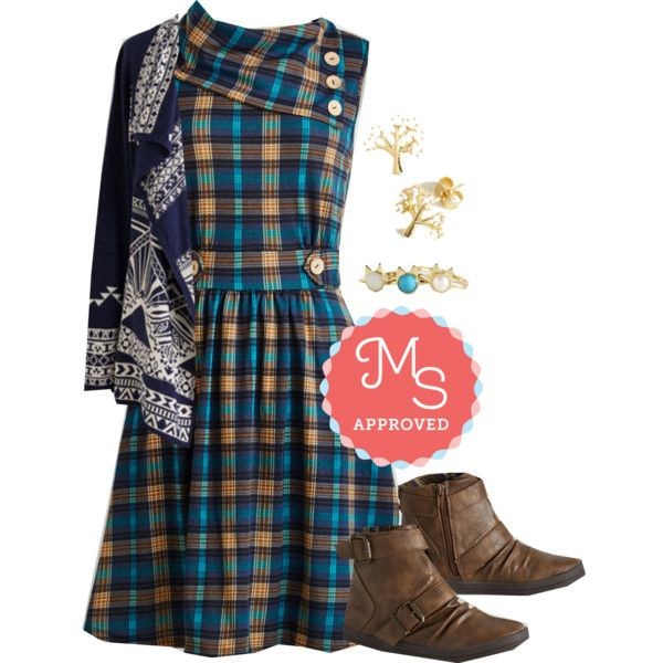 Coach Tour Dress in Teal Plaid by modcloth on Poly...