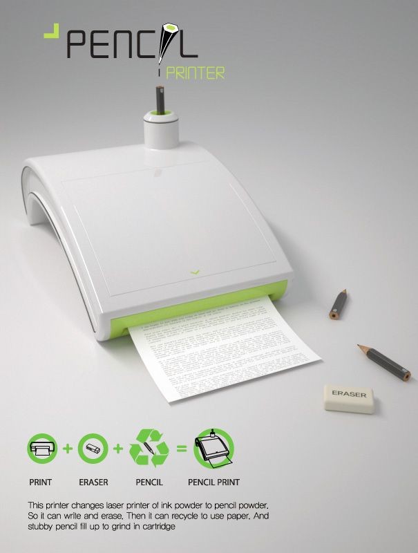 A printer that uses pencil. No more expensive ink,...