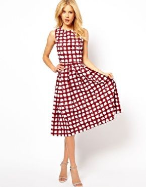ASOS Skater Dress In Check Print - Made from 100%...