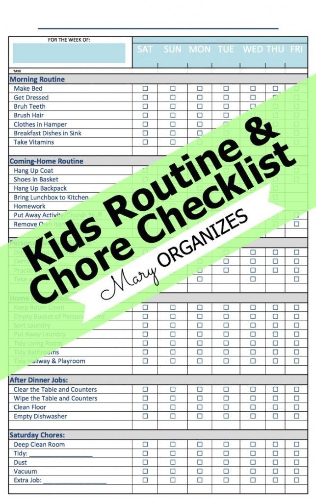 Kids Chores and Routines Checklists http://maryorg...