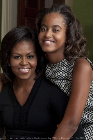 First Lady Michelle Obama and her oldest daughter...