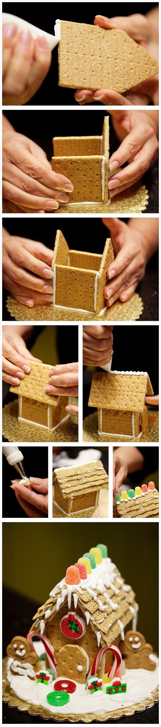 Mini Gingerbread Houses made out of Graham Cracker...