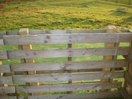 Pallets slipped over fence posts for a quick and c...