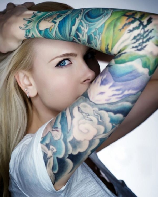 66 Japanese style full sleeve tattoo... ✏ &#...