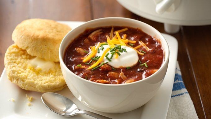 This slow cooker chili goes great with Pillsbury&#...