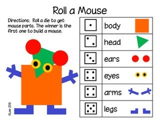"Roll a Mouse" activity to go with book, Mouse Sha...