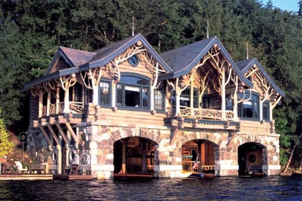 Awesome ... LOG HOME BOAT HOUSE on the LAKE.  http...
