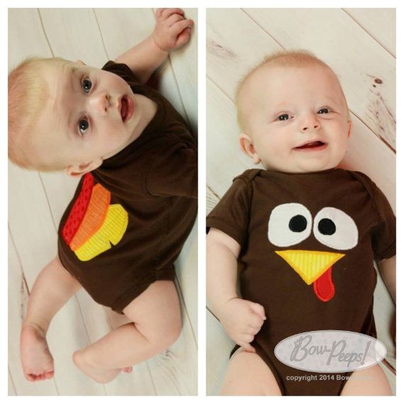 This listing is for an appliqued turkey bodysuit w...