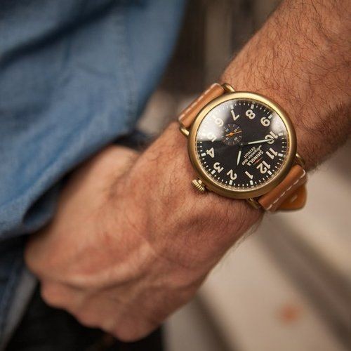 Shinola 'The Runwell' Leather Strap Watch, 47mm