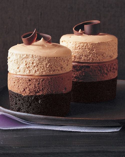 Triple-Chocolate Mousse Cake Recipe. The dark-choc...