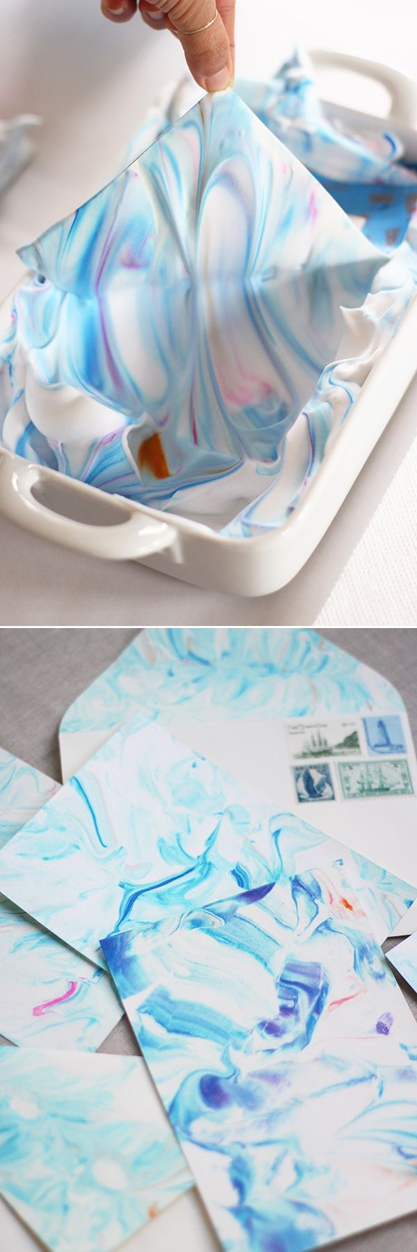 marbling with shaving cream and food dye