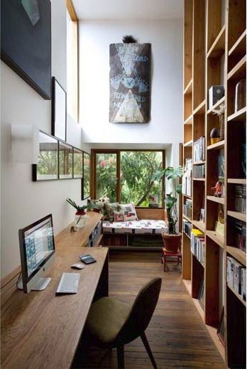 I like the use of space at the narrow end of desk,...