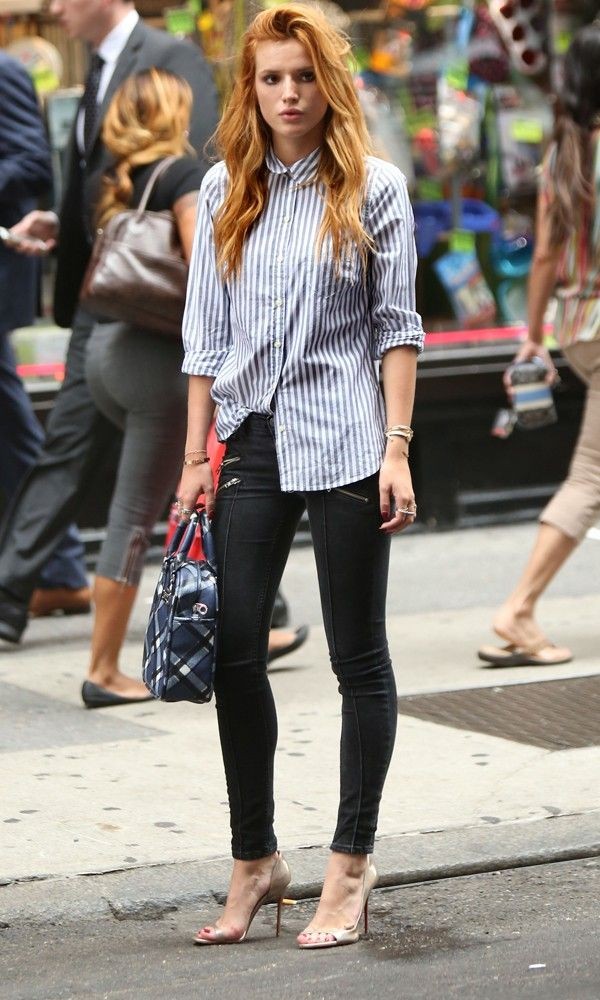 Bella Thorne Glams Up A Classic Collared Shirt