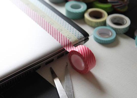 Laptop Lid Washi Tape Makeover:  with Q-Tip $Rubbi...