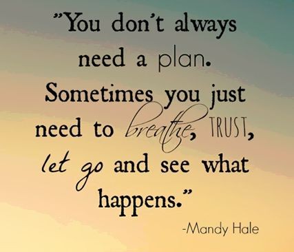 "You don't always need a plan. Sometimes you just...
