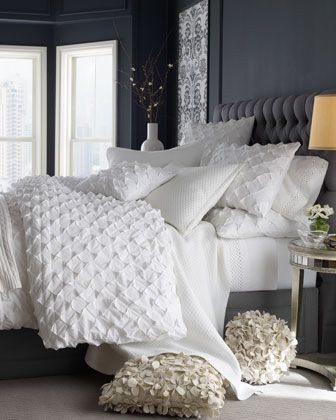 "Puckered Diamond" Bed Linens at Horchow.
