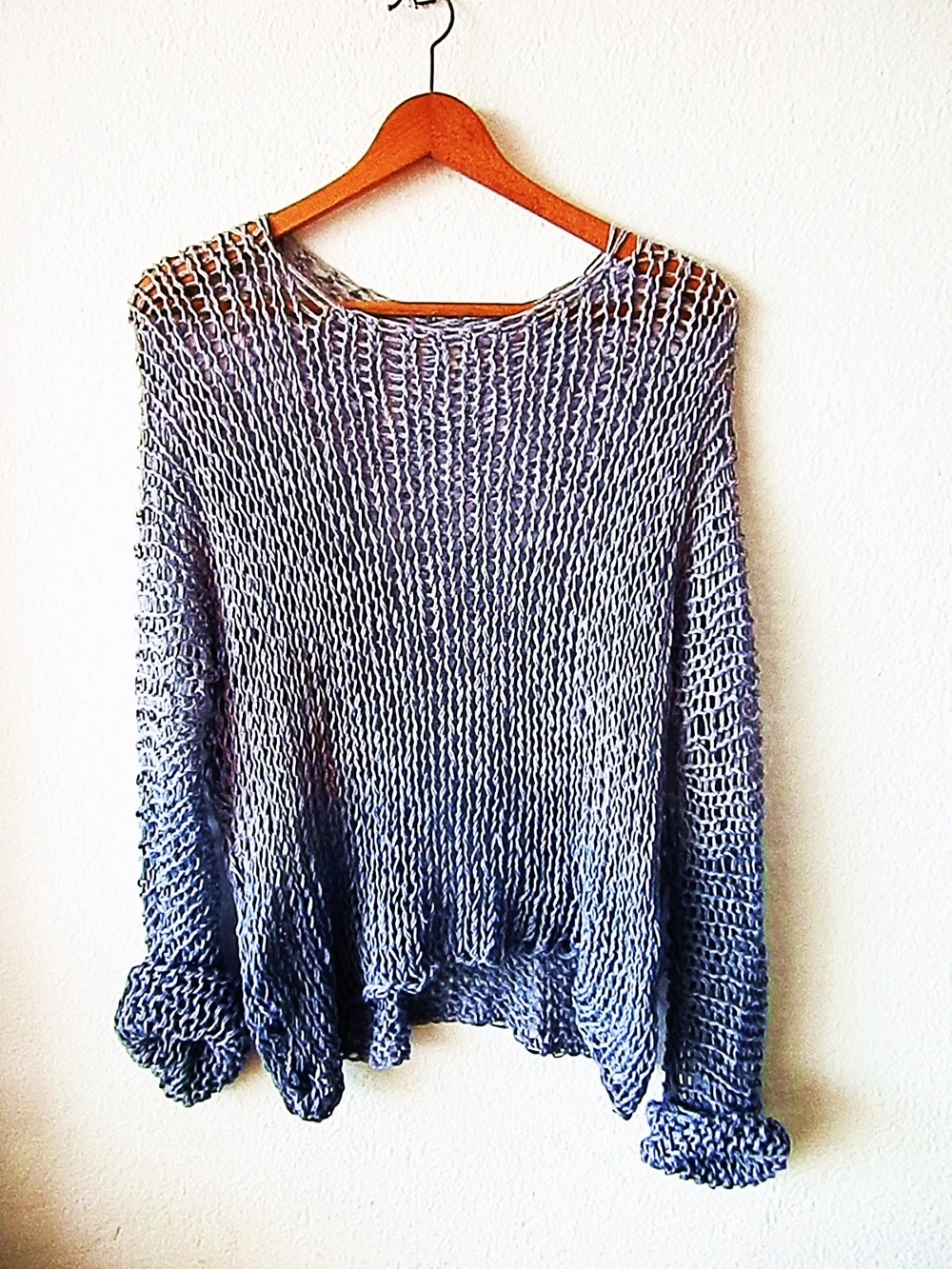 Cotton sweater, grunge clothing, gray dyed jumper...