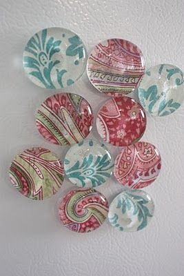 glass refrigerator magnets.  Awesome gift idea. Ea...