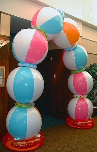 Pool Party Beach Ball Arch: Inflatable beach balls...