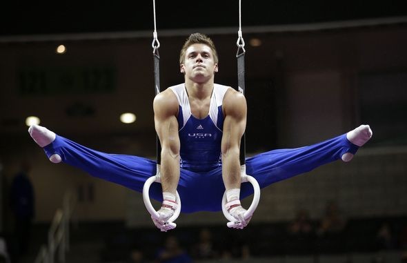U.S. gymnast Sam Mikulak on the rings