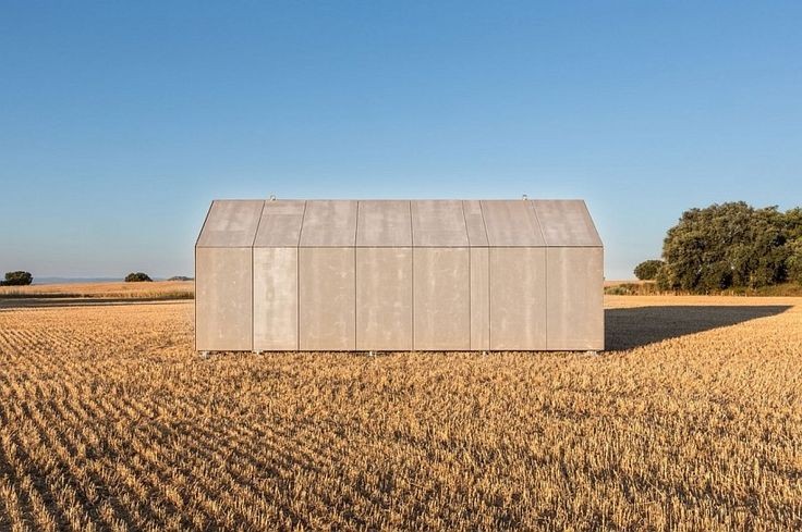 Elegant moveable house with a special grey cement-...