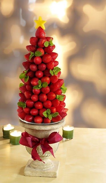 Strawberry Christmas Tree Centerpiece, so cute for...