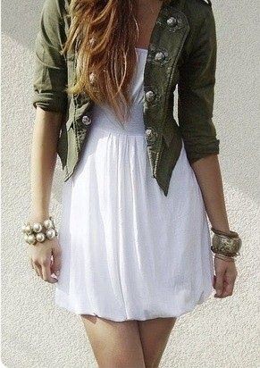 Great white dress in combination with light jacket...