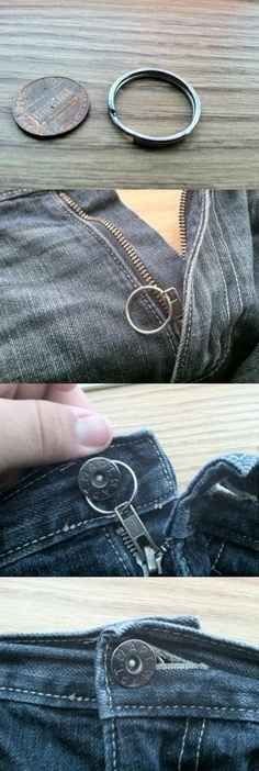 Use the link from a keychain to keep your pant's z...