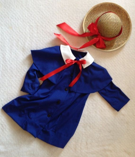 Madeline Costume with attached cape and ribbon tri...