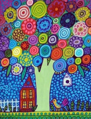 TREE ART PRINT  Flower Tree poster of painting by...