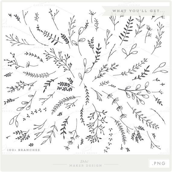 Branches Wreaths & Laurels Bunndle PNG Files b...